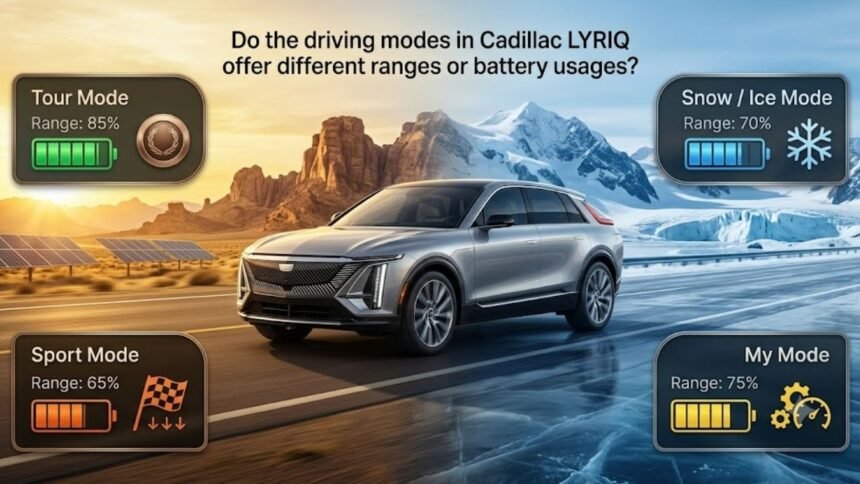 Do the Driving Modes in Cadillac Lyriq Offer Different Ranges or Battery Usages